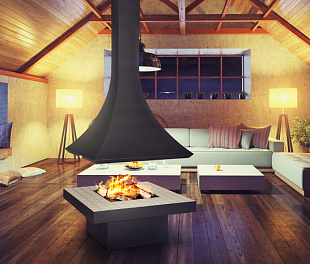 LOFT - 05 | Камин на дровах центральный островной | RUSSIA GRILL